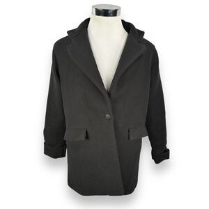 Dudley Stephens Fleece Peacoat Womens Medium Black Polyester Coat Jacket Stretch
